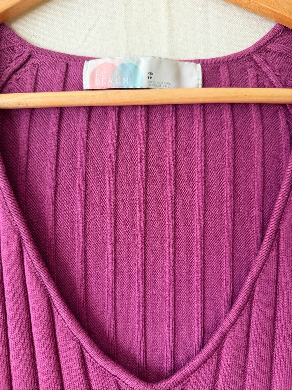 Free People Magenta Ribbed V-Neck Maxi Sweater Dress